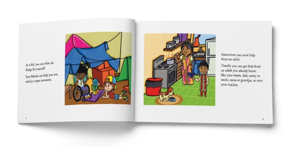 close up of a picture book on white background